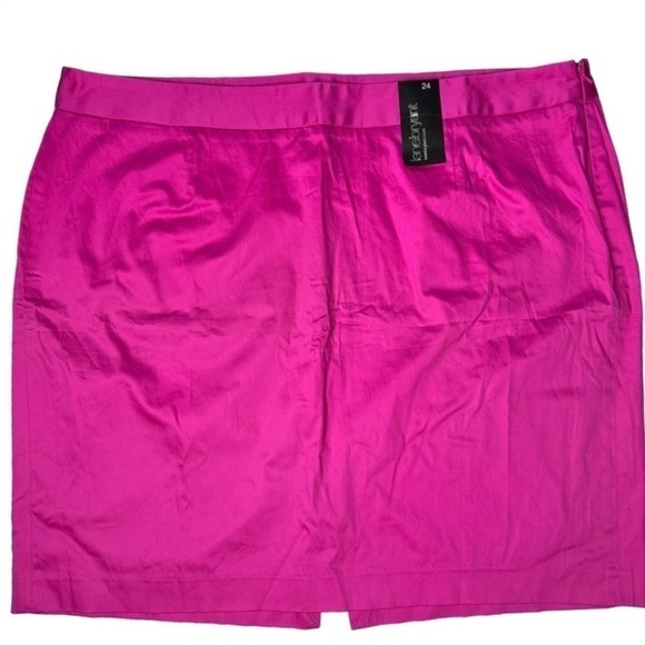 Lane Bryant Sz 24 Bright Pink Pencil Skirt Office Pin Up Flirty Barbie NEW - Picture 1 of 3